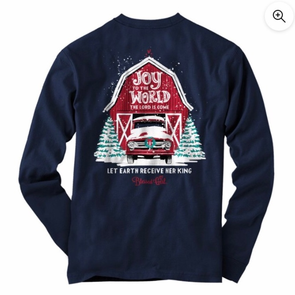 NWT Blessed Girl Womens Long Sleeve T-Shirt - Joy Truck - Navy